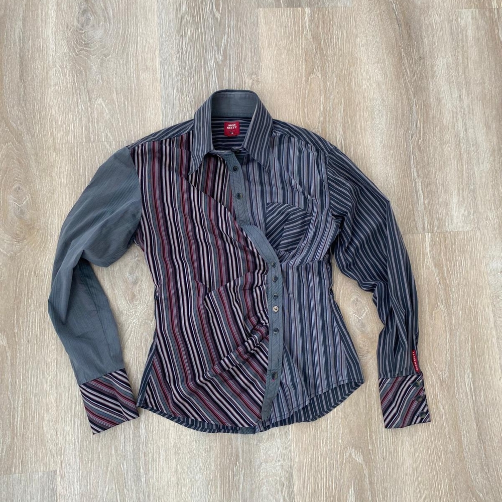 Miss Sixty Multicolor Striped Button Down Shirt - Picture 1 of 8